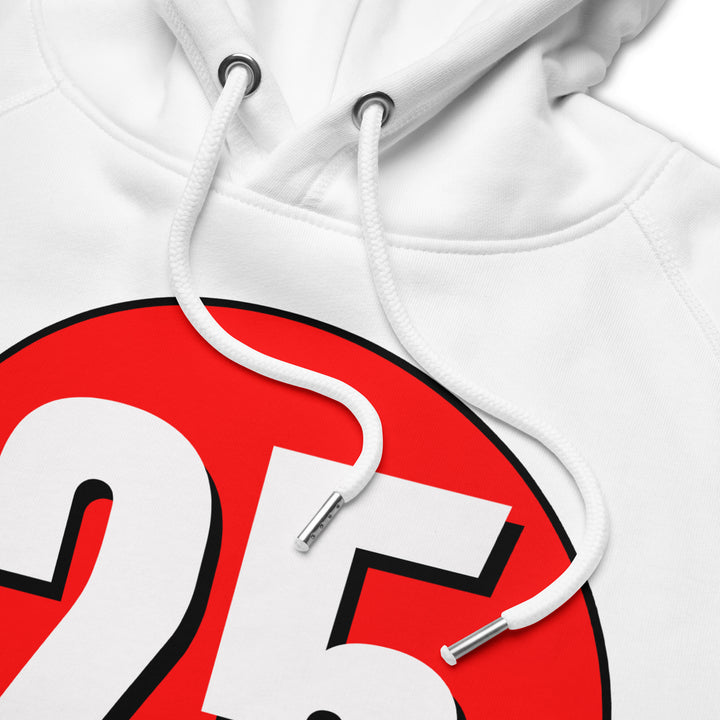 Unisex pullover hoodie: White on Red 25