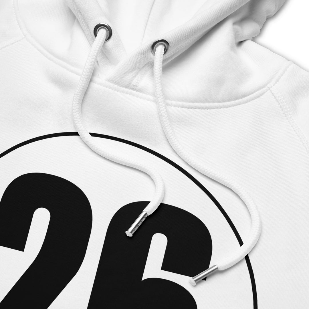 Unisex pullover hoodie: Black on White 26