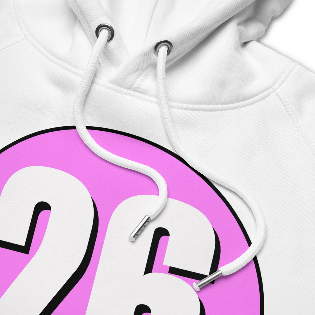 Unisex pullover hoodie: White on Pink 26