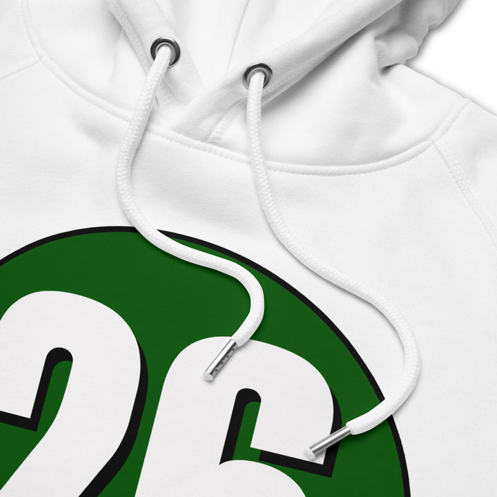 Unisex pullover hoodie: White on Hunter Green 26