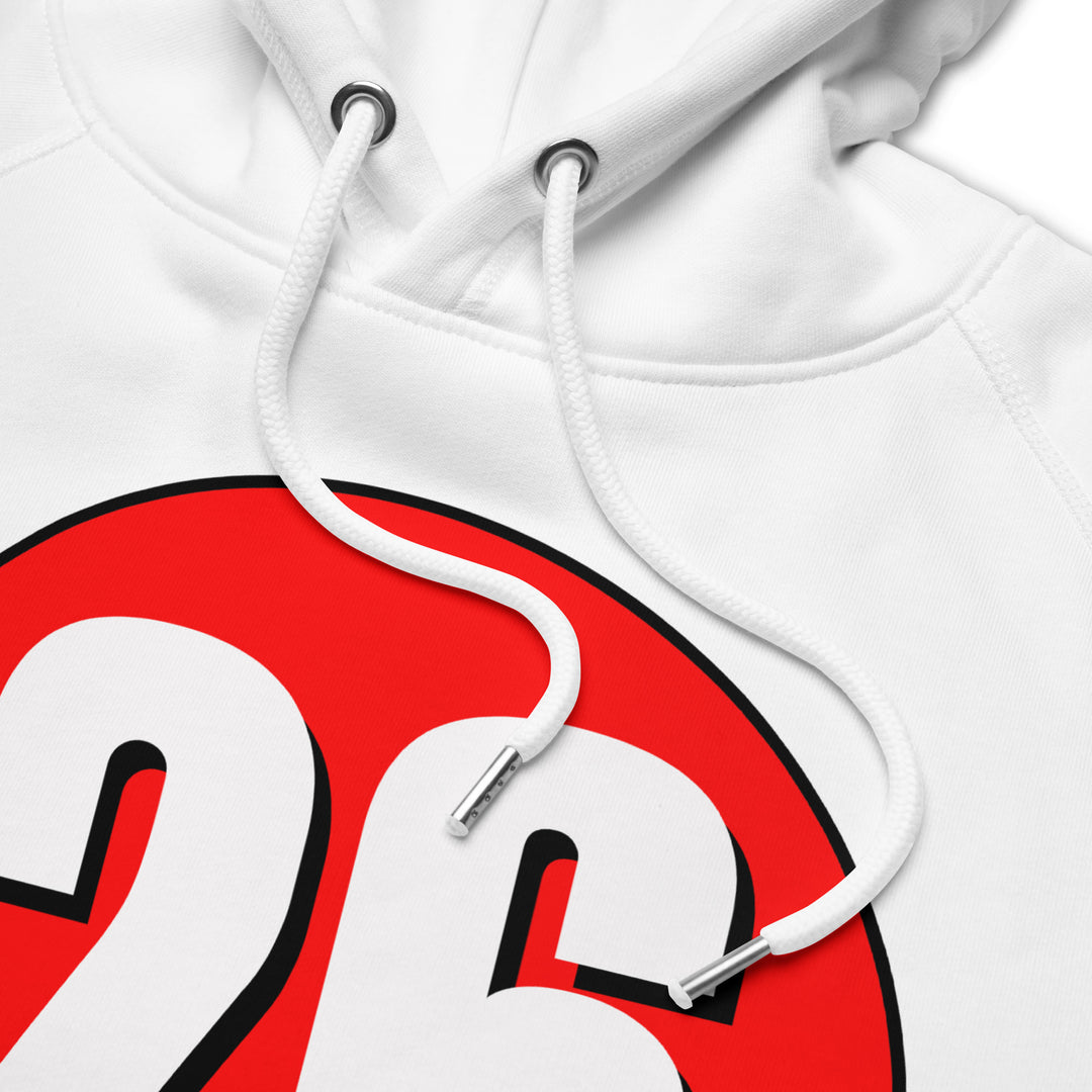 Unisex pullover hoodie: White on Red 26