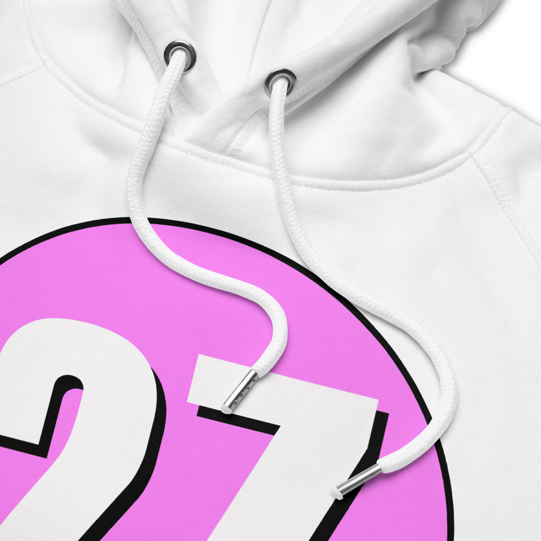 Unisex pullover hoodie: White on Pink 27