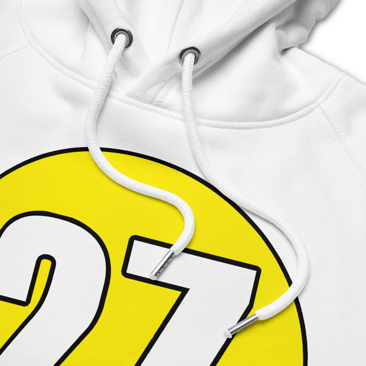 Unisex pullover hoodie: White on Yellow 27