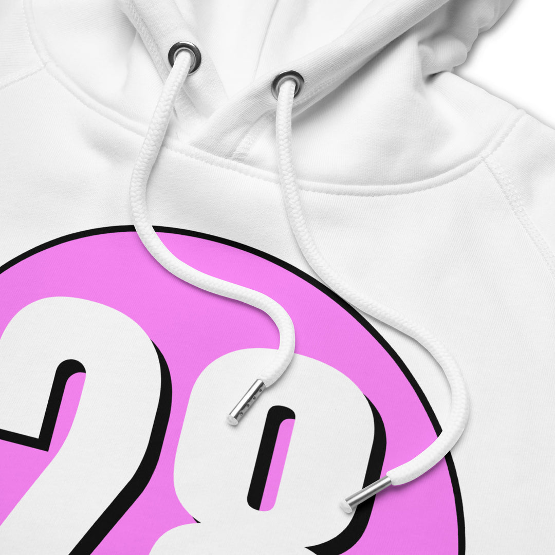 Unisex pullover hoodie: White on Pink 28