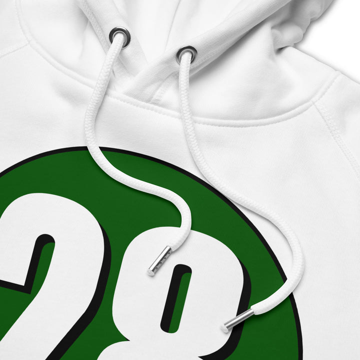 Unisex pullover hoodie: White on Hunter Green 28