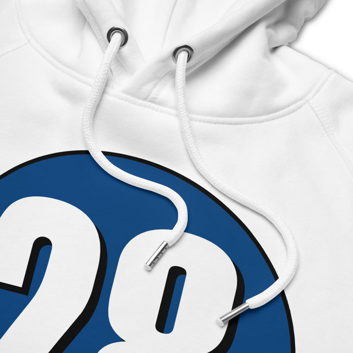 Unisex pullover hoodie: White on Navy Blue 28