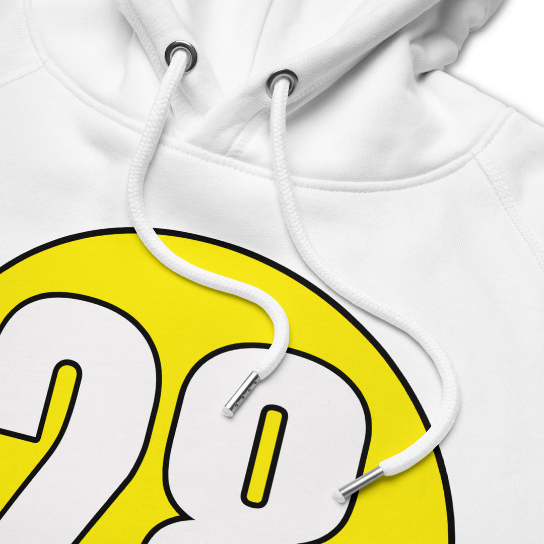 Unisex pullover hoodie: White on Yellow 28