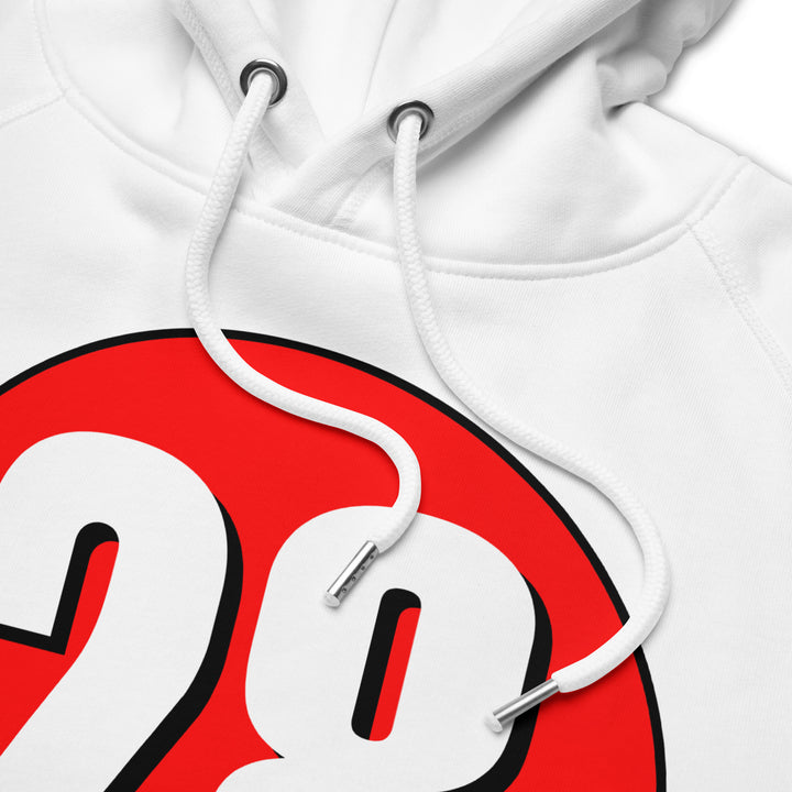 Unisex pullover hoodie: White on Red 28