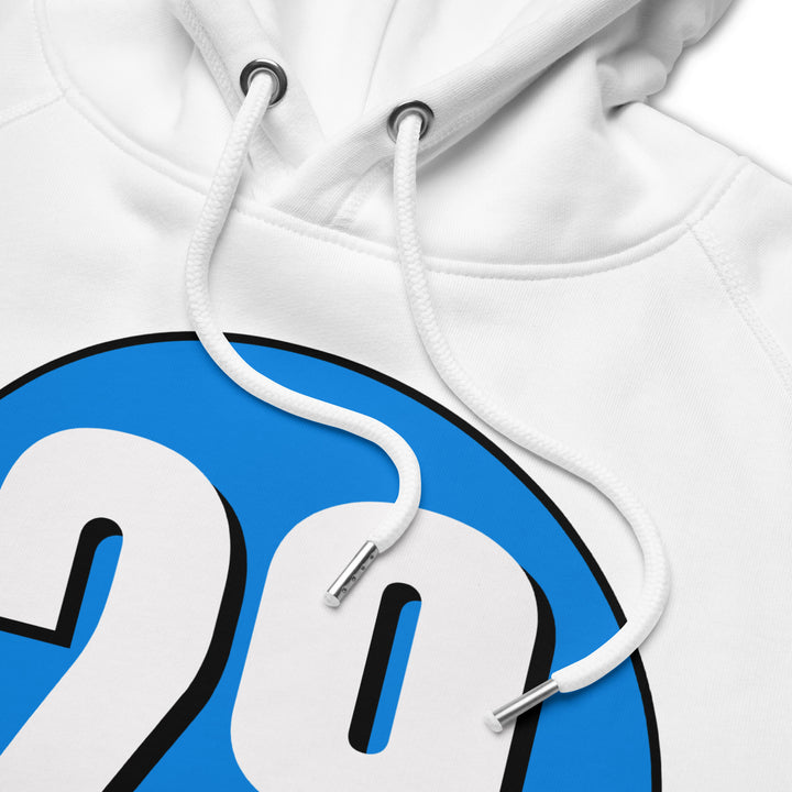 Unisex pullover hoodie: White on Blue 29