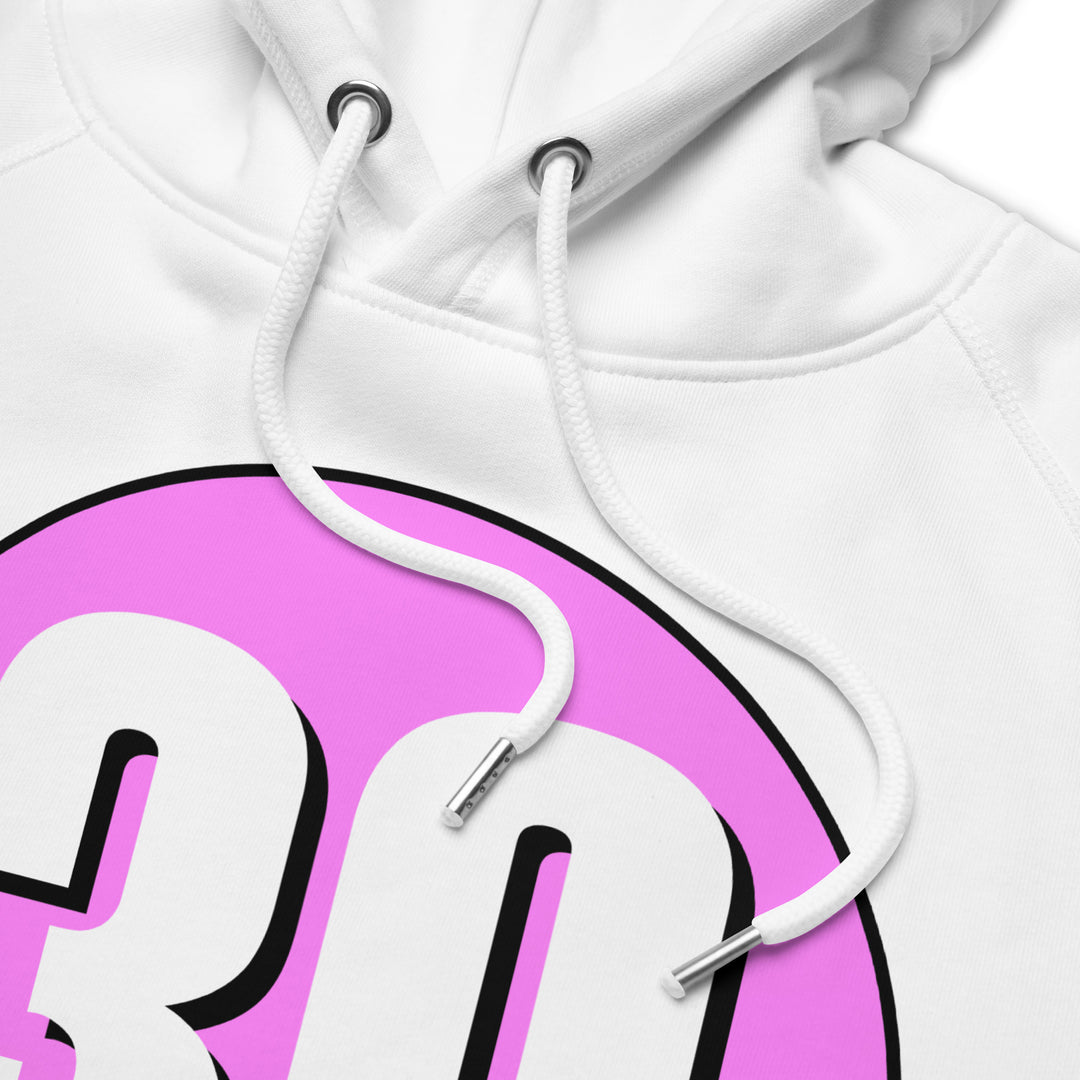 Unisex pullover hoodie: White on Pink 30