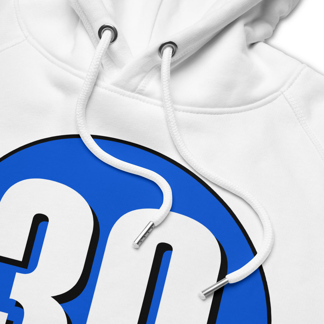 Unisex pullover hoodie: White on Periwinkle 30