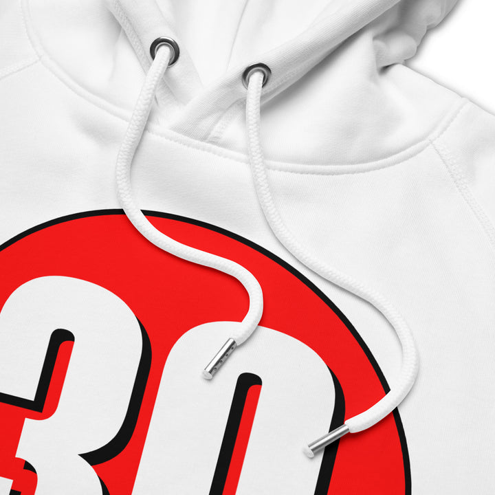 Unisex pullover hoodie: White on Red 30