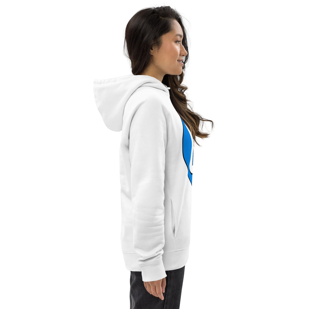 Unisex pullover hoodie: White on Blue 00