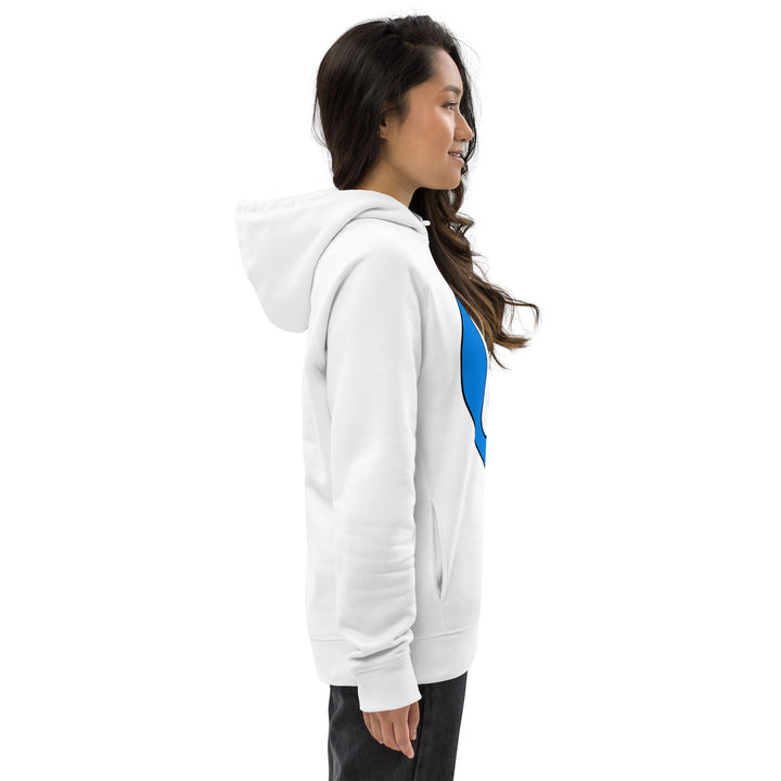 Unisex pullover hoodie: White on Blue 01