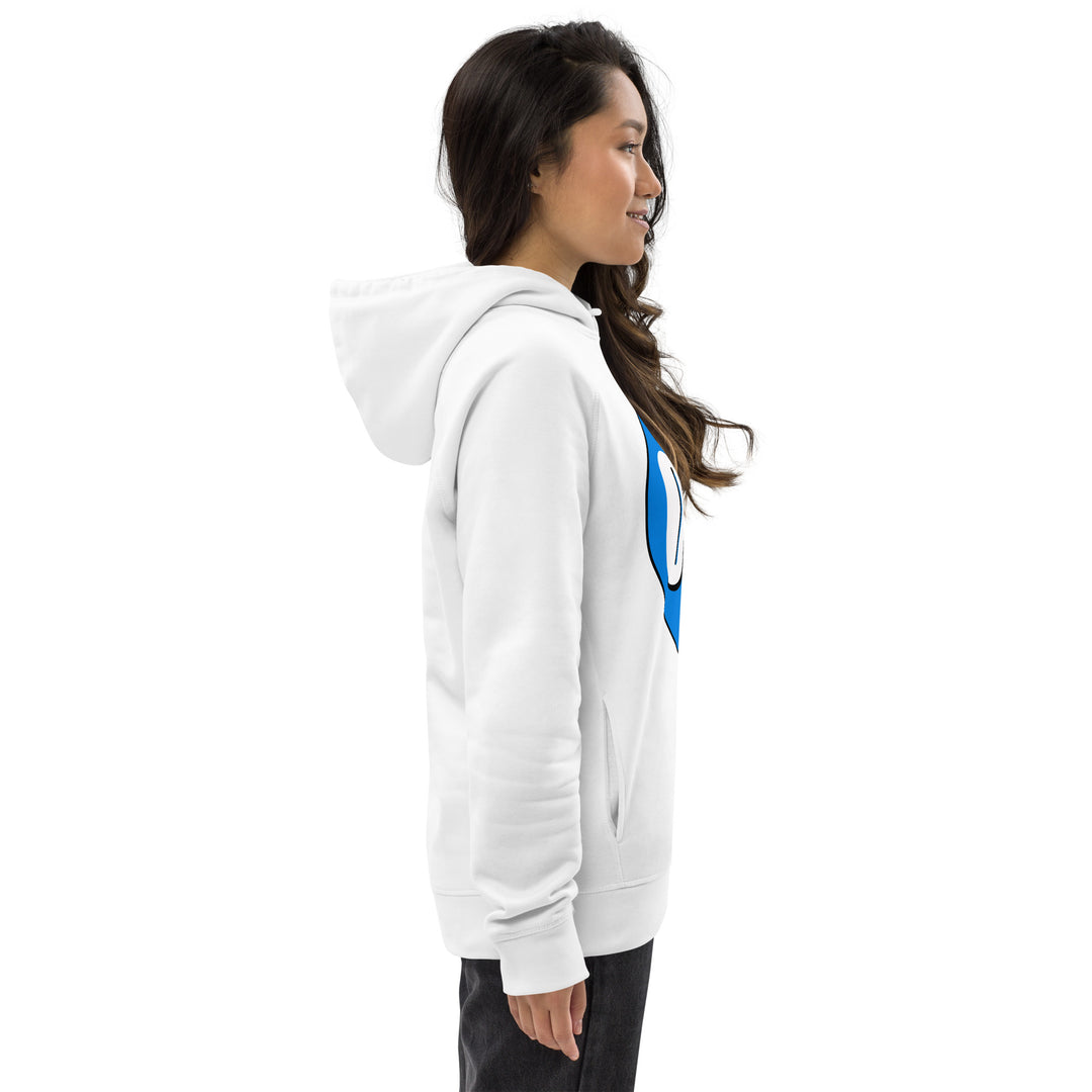 Unisex pullover hoodie: White on Blue 007