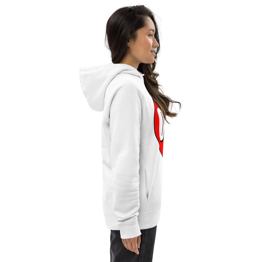 Unisex pullover hoodie: White on Red 007