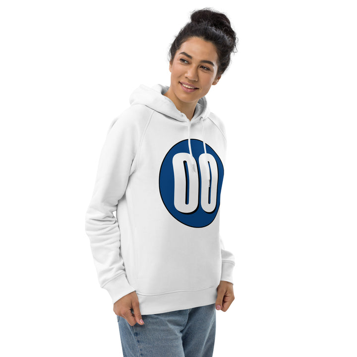 Unisex pullover hoodie: White on Navy Blue 00