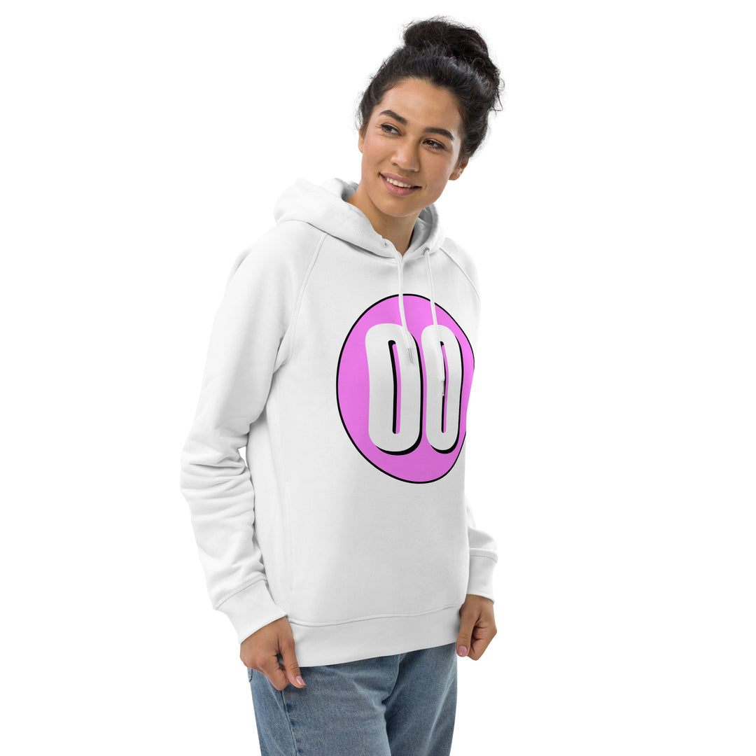 Unisex pullover hoodie: White on Pink 00