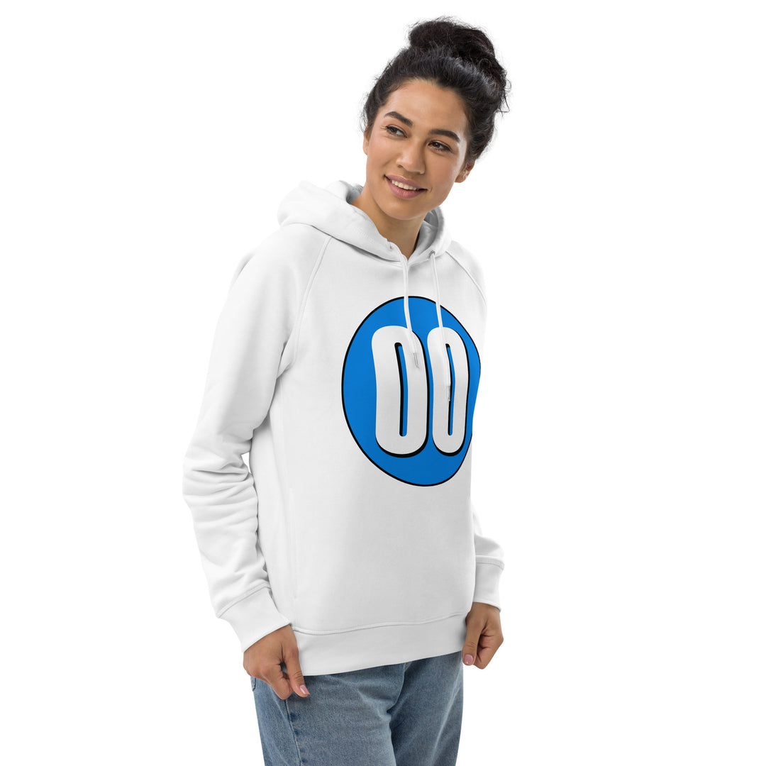 Unisex pullover hoodie: White on Blue 00