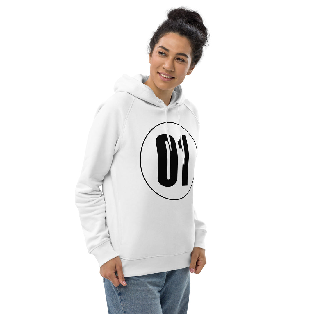 Unisex pullover hoodie: Black on White 01