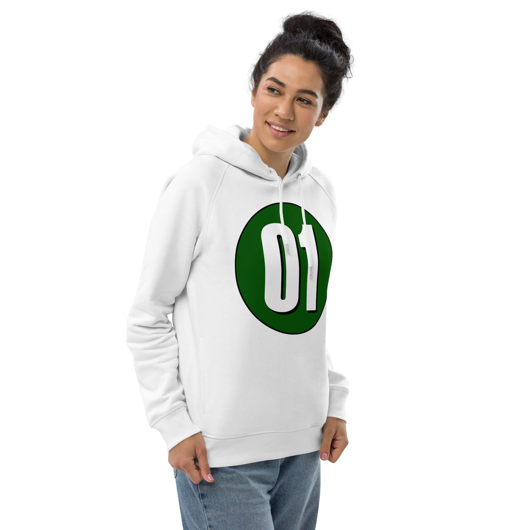 Unisex pullover hoodie: White on Hunter Green 01