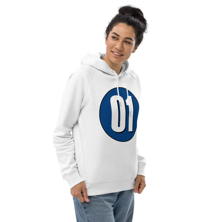 Unisex pullover hoodie: White on Navy Blue 01