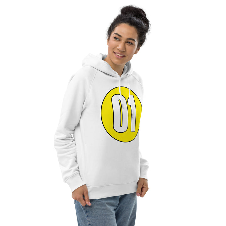 Unisex pullover hoodie: White on Yellow 01