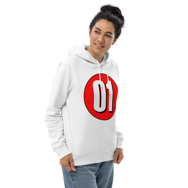 Unisex pullover hoodie: White on Red 01