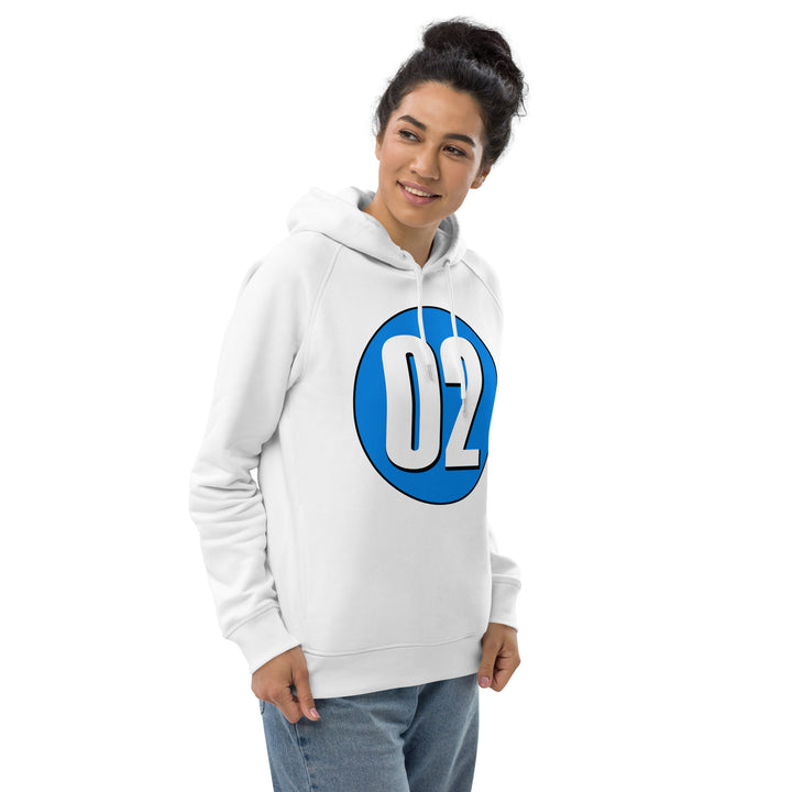 Unisex pullover hoodie: White on Blue 02