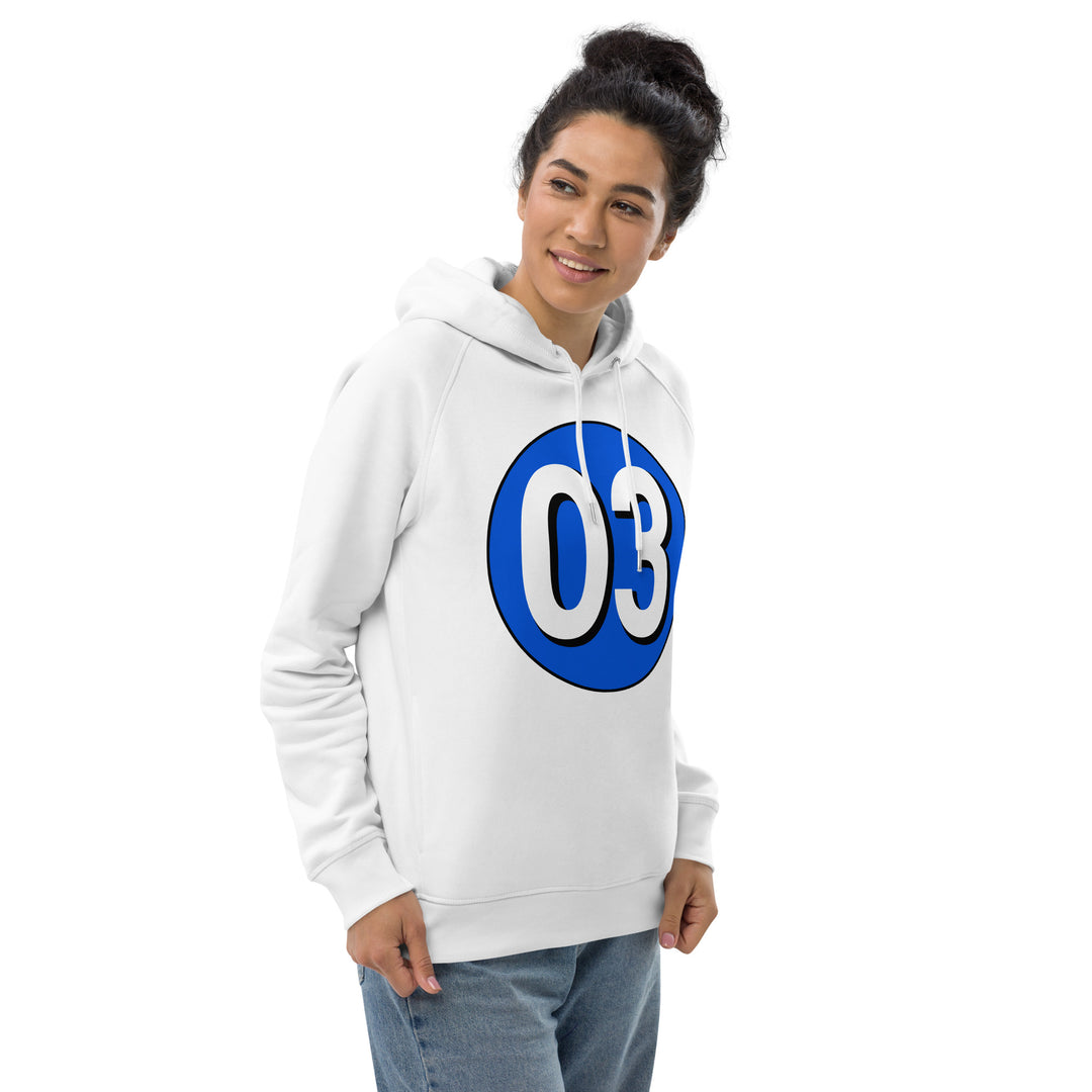 Unisex pullover hoodie: White on Periwinkle 03