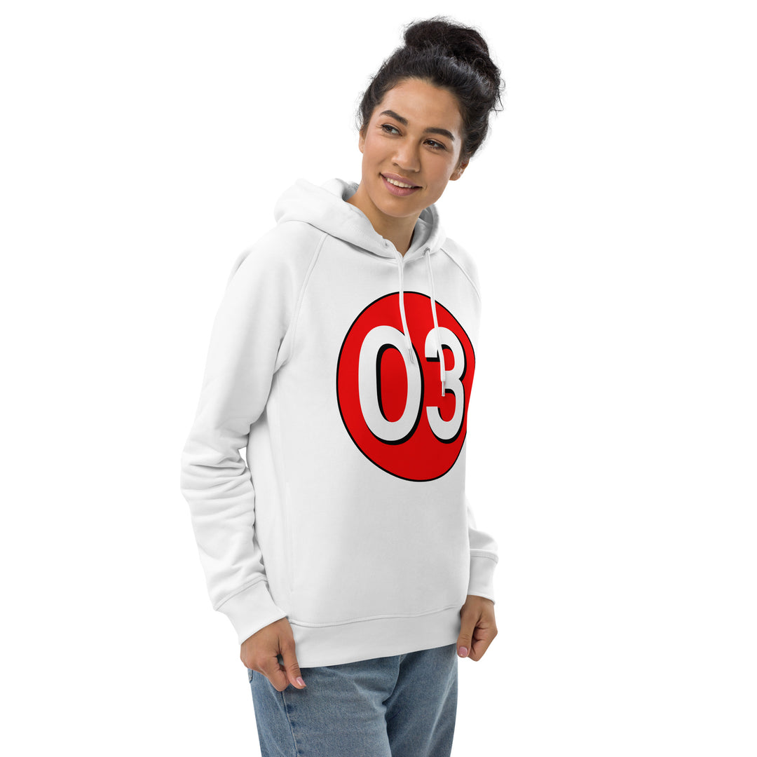 Unisex pullover hoodie: White on Red 03