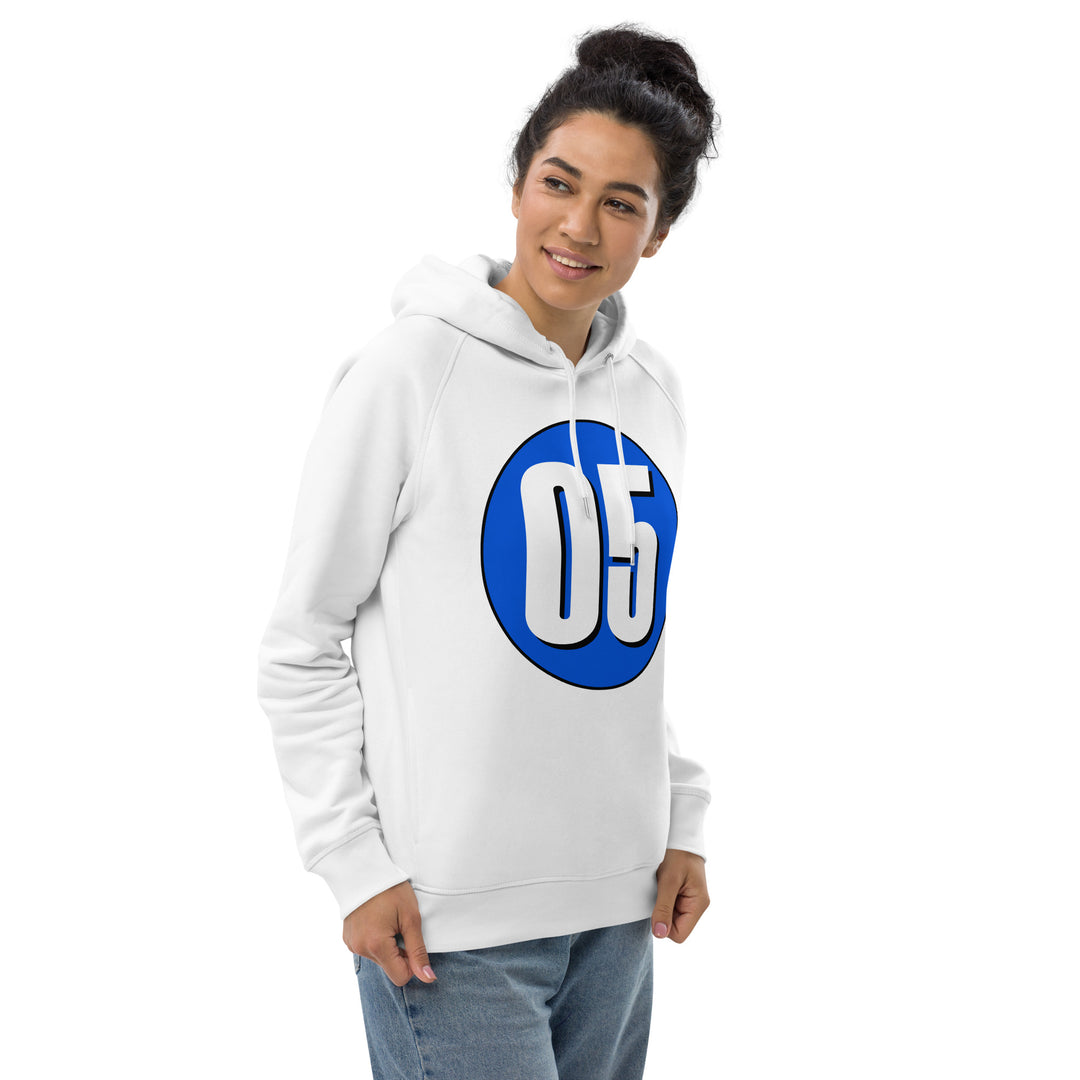 Unisex pullover hoodie: White on Periwinkle 05