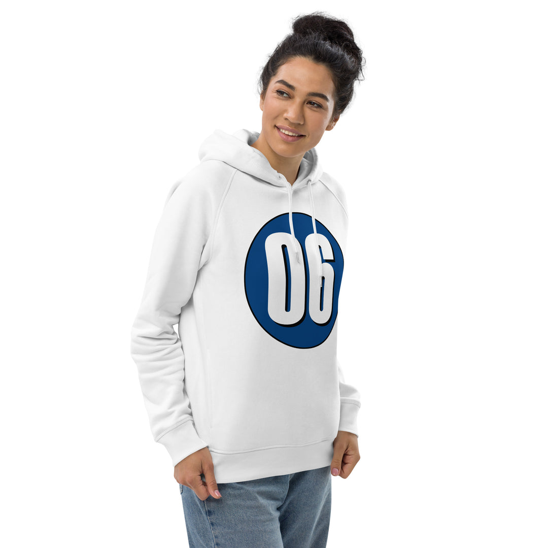 Unisex pullover hoodie: White on Navy Blue 06