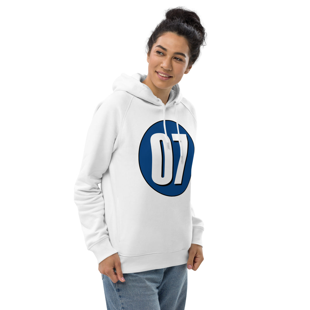 Unisex pullover hoodie: White on Navy Blue 07