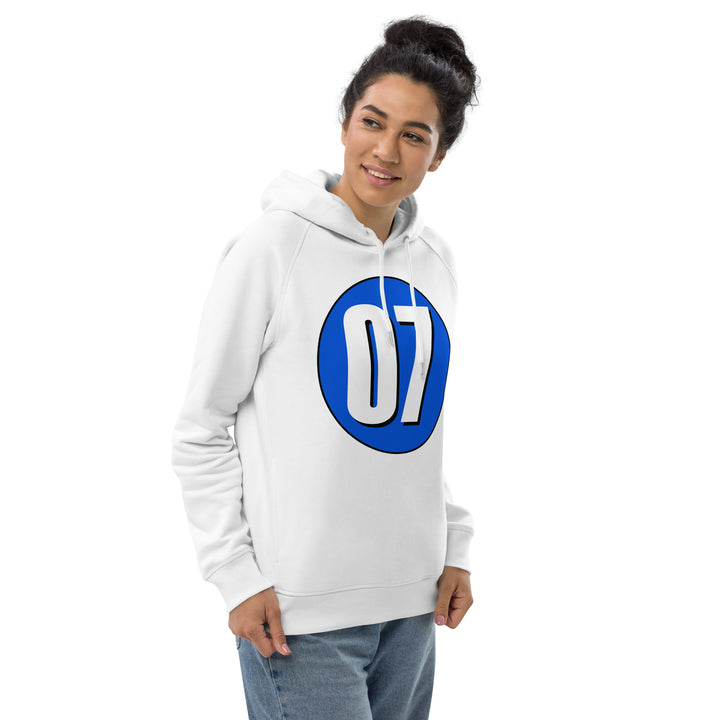 Unisex pullover hoodie: White on Periwinkle 07