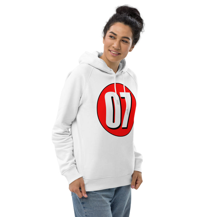 Unisex pullover hoodie: White on Red 07