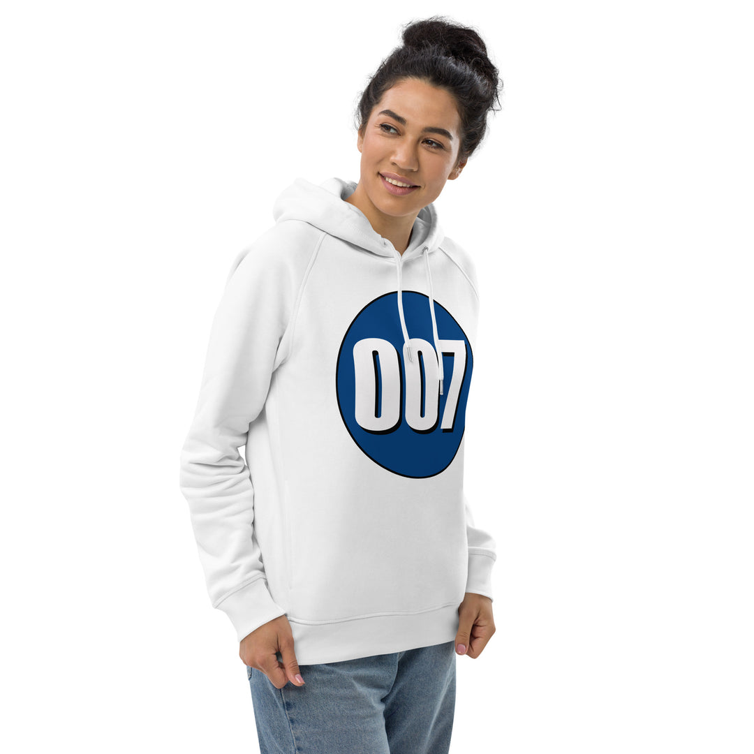 Unisex pullover hoodie: White on Navy Blue 007