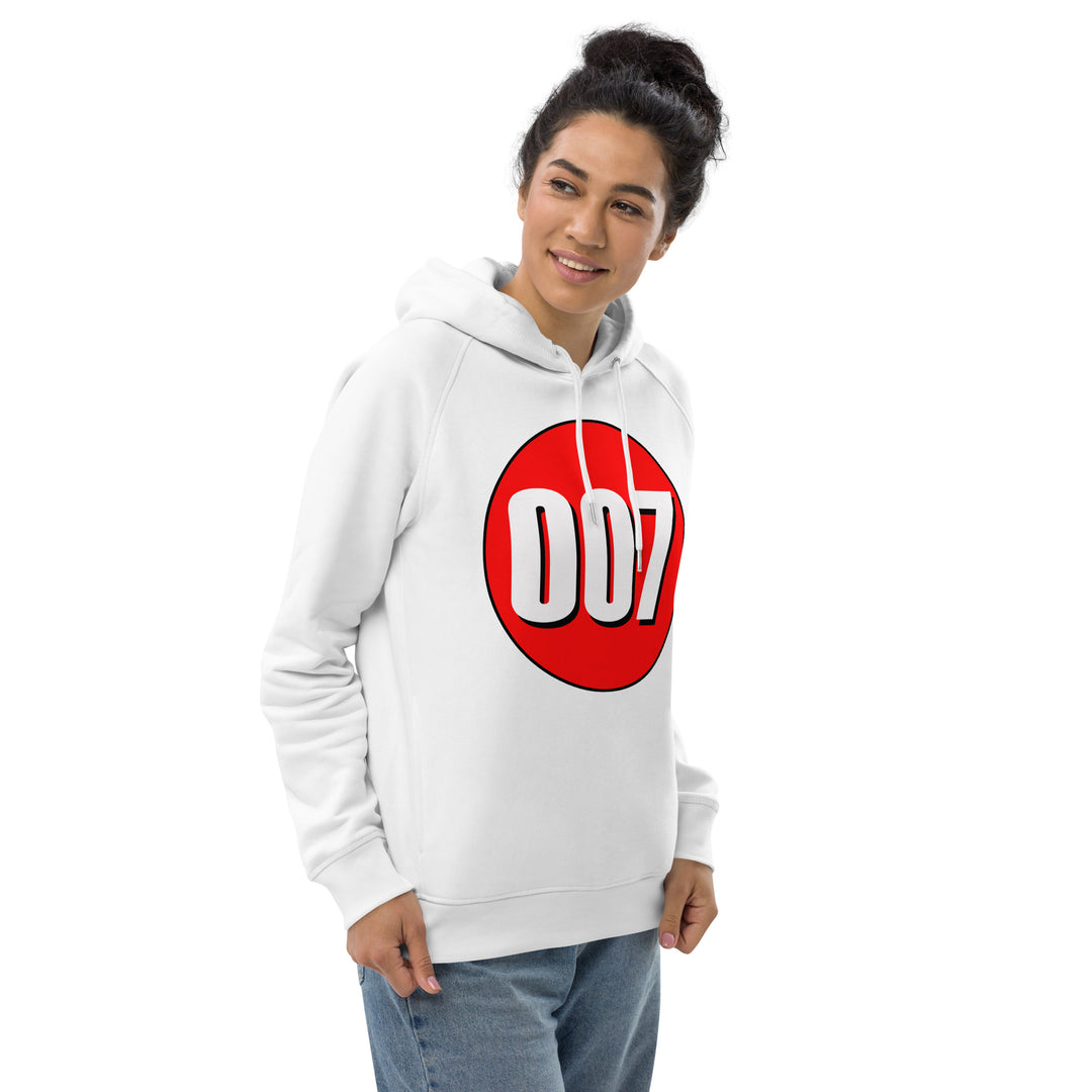 Unisex pullover hoodie: White on Red 007