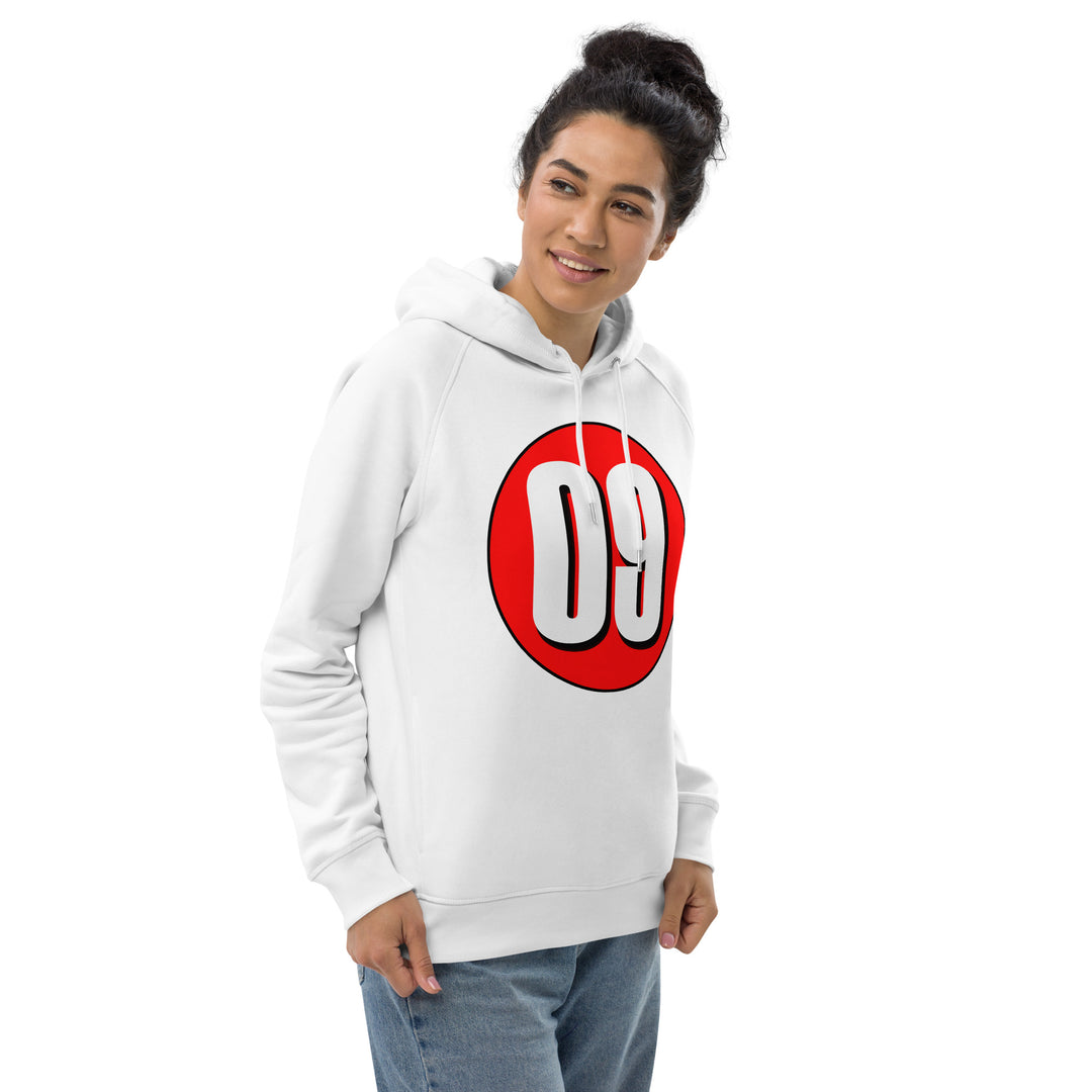 Unisex pullover hoodie: White on Red 09