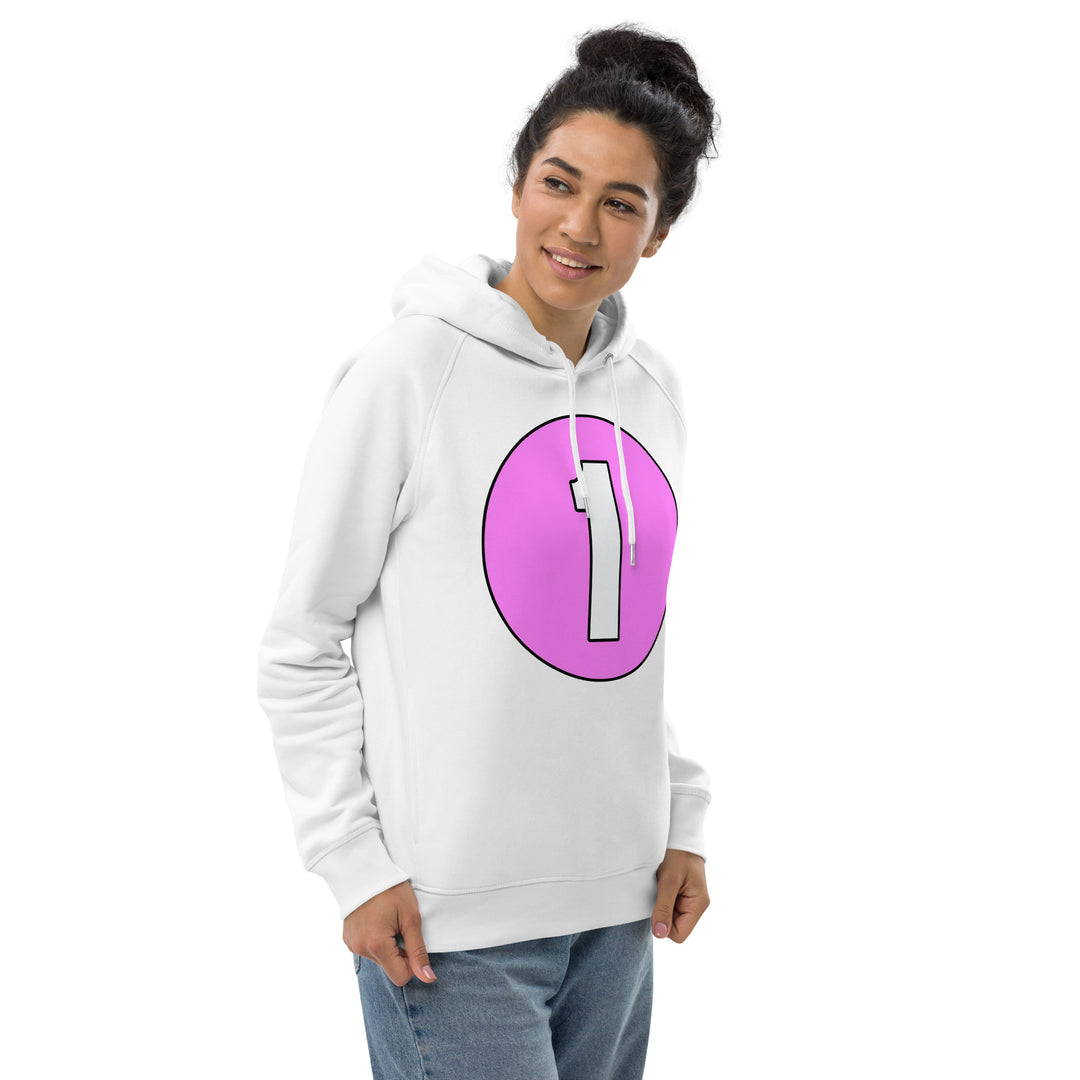 Unisex pullover hoodie: White on Pink 1