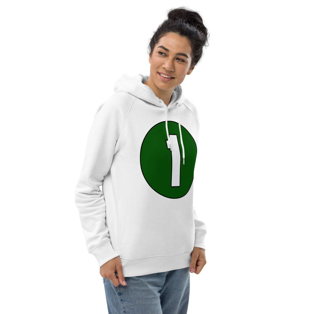 Unisex pullover hoodie: White on Hunter Green 1