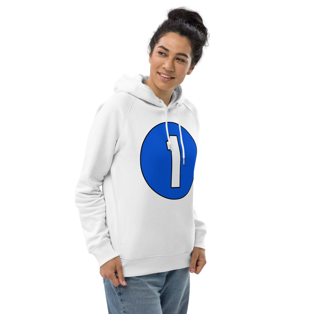 Unisex pullover hoodie: White on Periwinkle 1