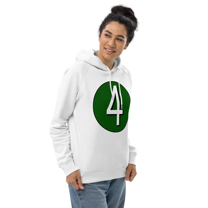 Unisex pullover hoodie: White on Hunter Green 4