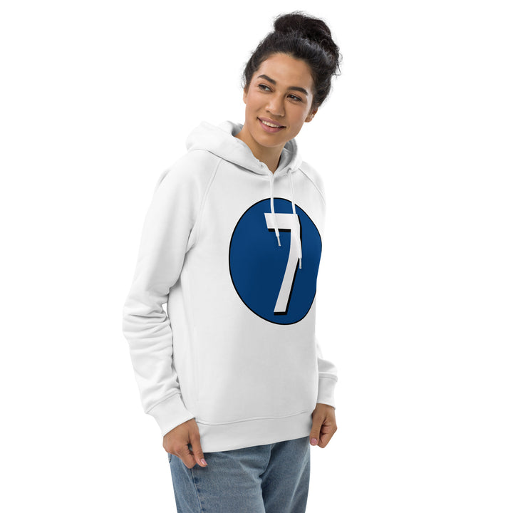 Unisex pullover hoodie: White on Navy Blue 7