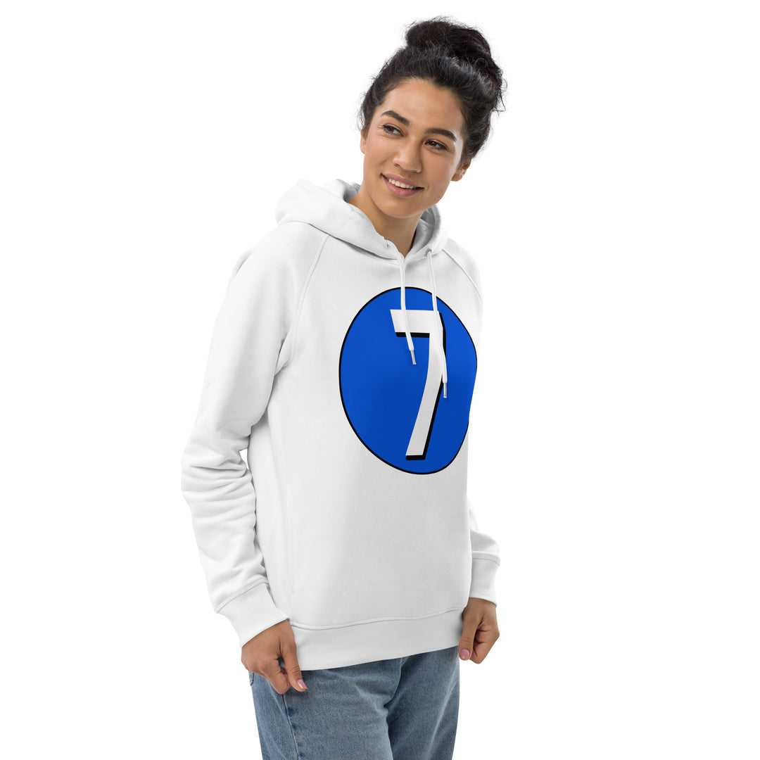 Unisex pullover hoodie: White on Periwinkle 7