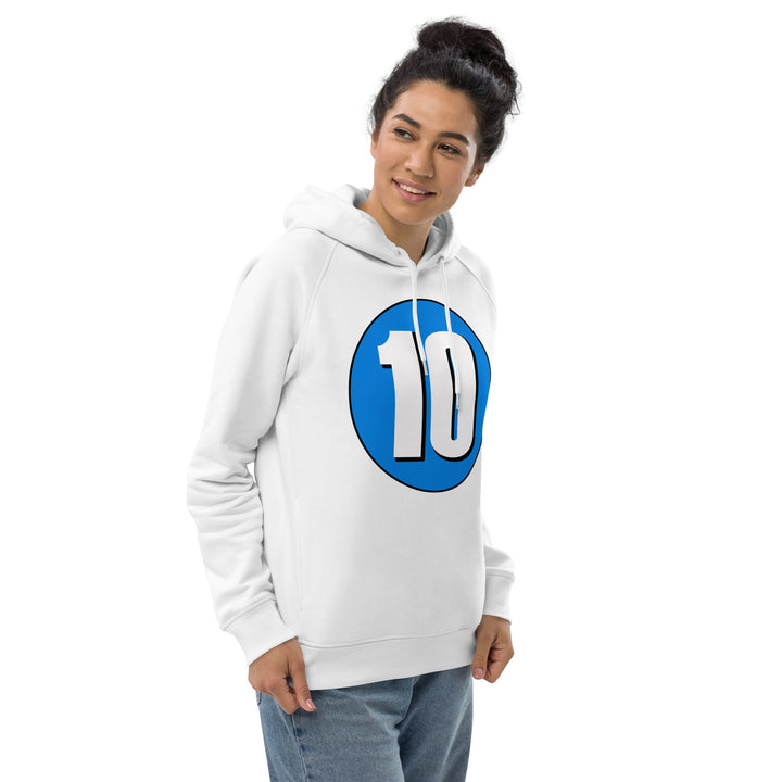 Unisex pullover hoodie: White on Blue 10