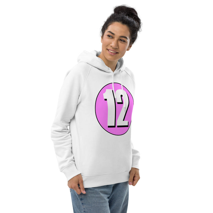 Unisex pullover hoodie: White on Pink 12