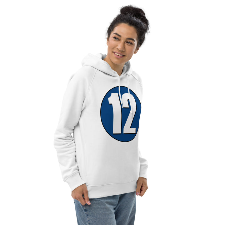 Unisex pullover hoodie: White on Navy Blue 12