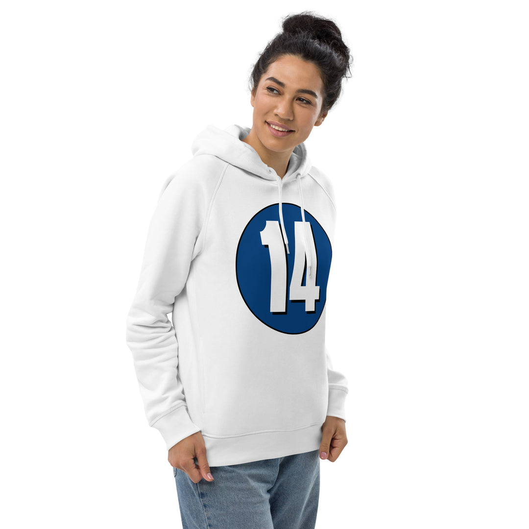 Unisex pullover hoodie: White on Navy Blue 14