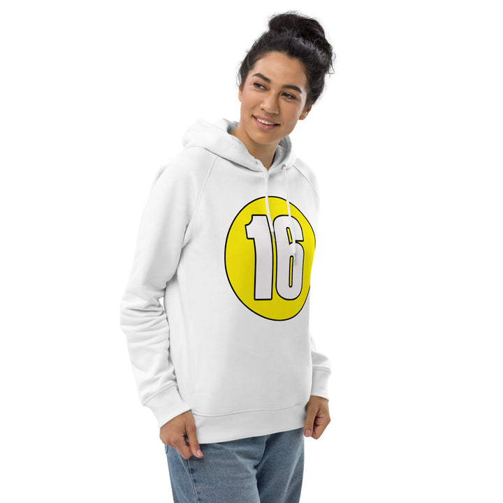 Unisex pullover hoodie: White on Yellow 16